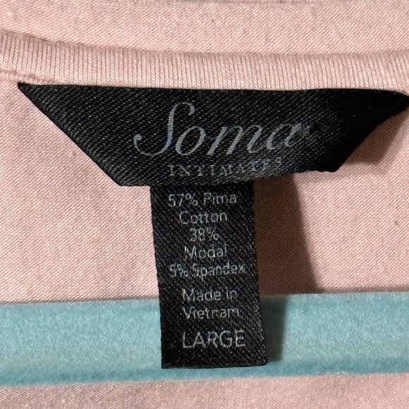 Soma Intimates size L pima cotton blend pink black sequins short sleeve top - Picture 5 of 7